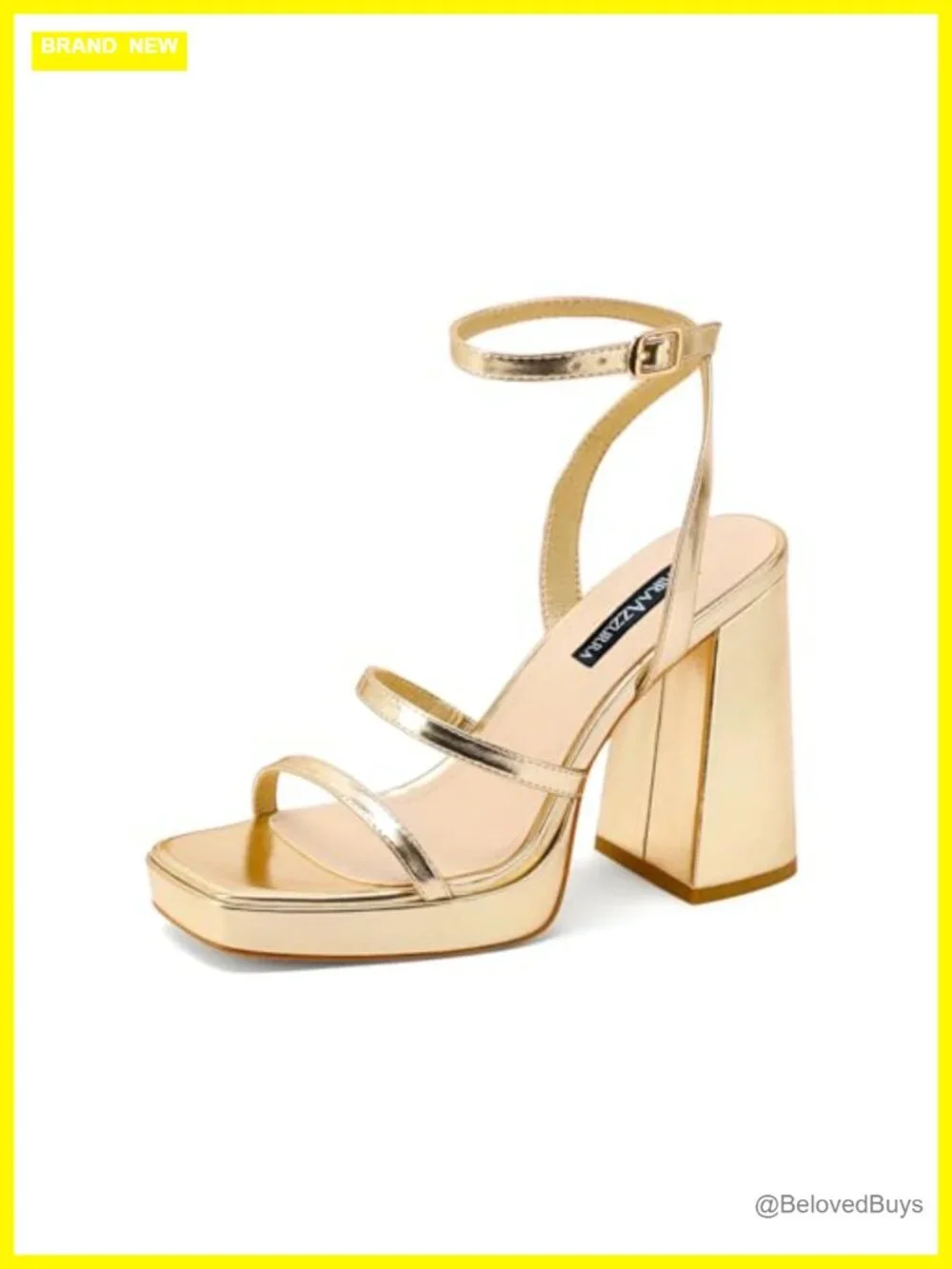 Women's Platform Heeled Sandals Square Open Toe Chunky Heel Adjustable Ankle